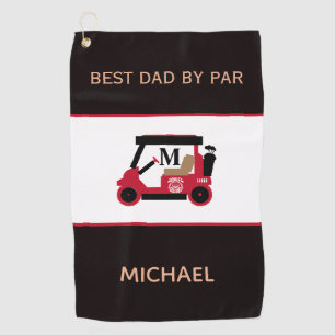 Best Dad by Par Golf Cart Monogram Name  Golf Towel