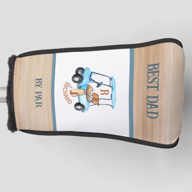 Best Dad by Par Golf Cart Monogram Name Putter   Golf Head Cover (Front)