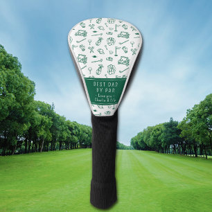 Best Dad By Par Golf Dad Custom Names Hand-drawn Head Cover
