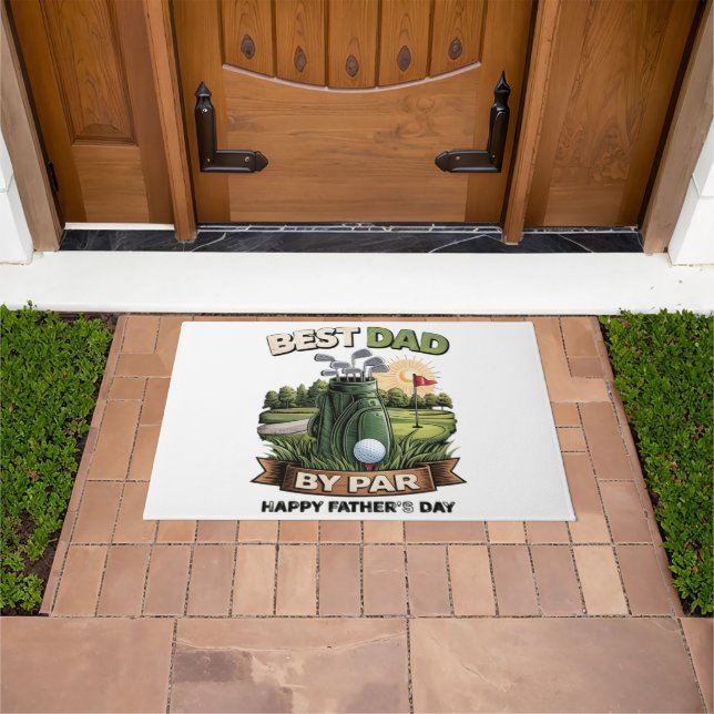 Best Dad By Par Golf Dad Funny Doormat (Outdoor)