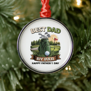 Best Dad By Par Golf Dad Funny Metal Tree Decoration
