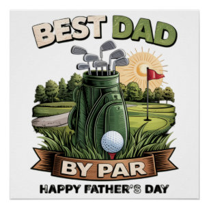 Best Dad By Par Golf Dad Funny Poster