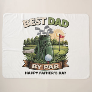 Best Dad By Par Golf Dad Funny Sherpa Blanket