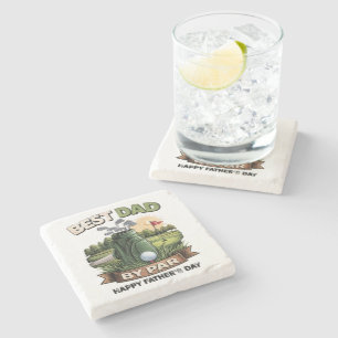 Best Dad By Par Golf Dad Funny Stone Coaster