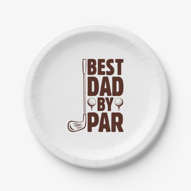 Best Dad By Par Golf Dad Paper Plate (Front)