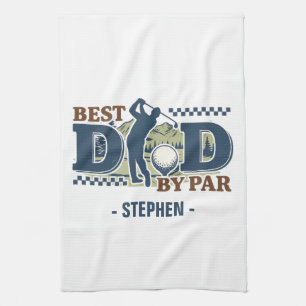 Best Dad By Par – Golf Dad Silhouette Design Tea Towel