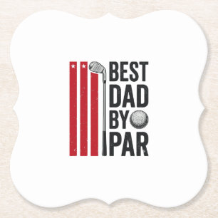 Best Dad By Par Golf Dad Vintage Design_1 Paper Coaster