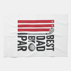 Best Dad By Par Golf Dad Vintage Design_1 Tea Towel