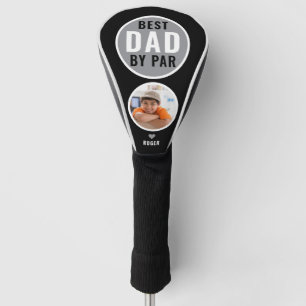 Best Dad By Par Golf Gift Custom Name Photo Black Head Cover