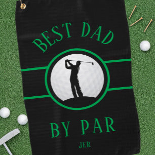 Best Dad By Par Golf Quote Monogrammed Black Green Golf Towel