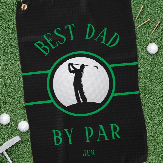 Best Dad By Par Golf Quote Monogrammed Black Green Golf Towel (Best Dad By Par Golf Quote Monogrammed Black Green Golf Towel)