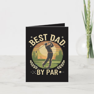 Best Dad By Par Golf Sunset Vintage Holiday Card