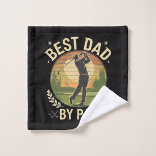 Best Dad By Par Golf Sunset Vintage Wash Cloth