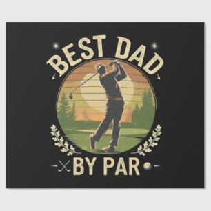 Best Dad By Par Golf Sunset Vintage Wrapping Paper