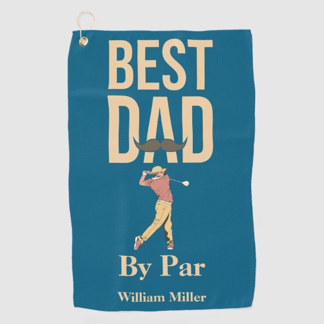 Best Dad By Par Golf Swing Moustache Funny Towel (Front)