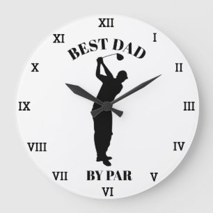 Best Dad By Par Golfer Birthday 70th funny Large Clock