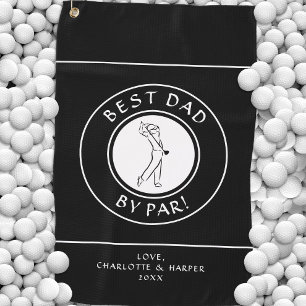 Best Dad By Par Golfer Humor Golf Black Custom Golf Towel