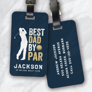 Best Dad By Par Golfer Monogrammed Luggage Tag