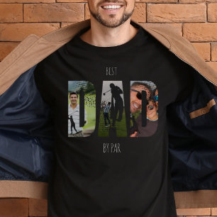 Best Dad By Par Golfer Photo Collage Personalised T-Shirt