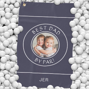 Best Dad By Par Golfer Photo Gift Cute Blue White Golf Towel