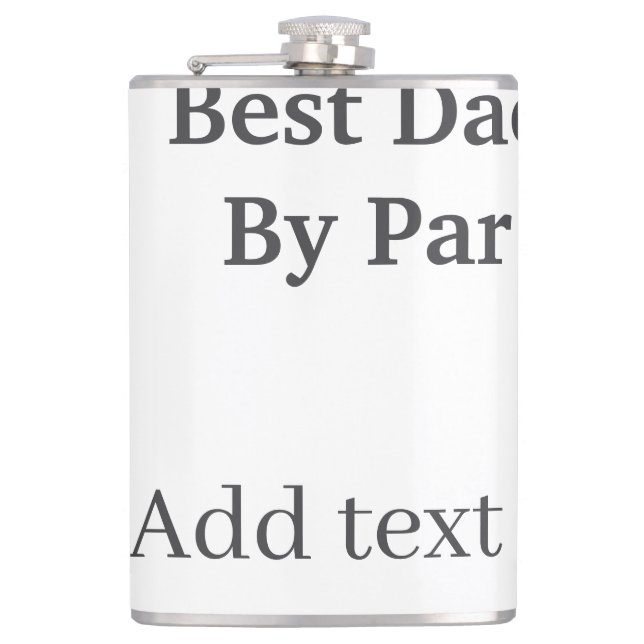 Best dad by par gray black father's day namesimple hip flask (Front)