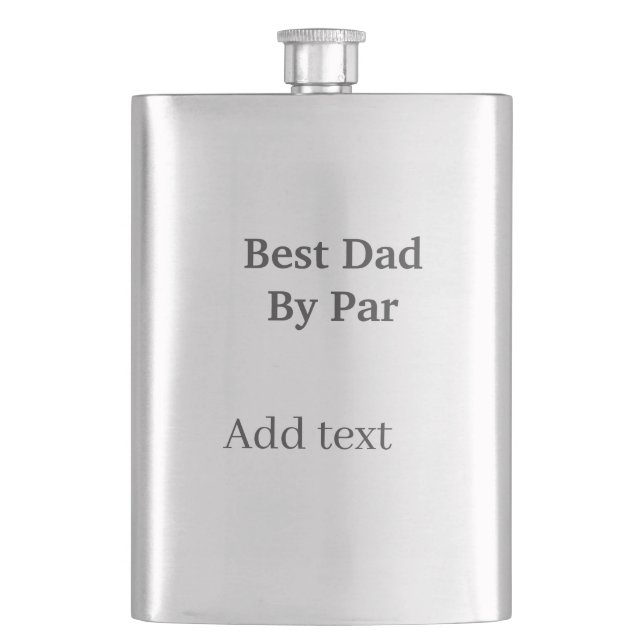 Best dad by par gray black father's day namesimple hip flask (Front)
