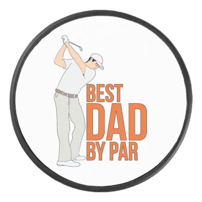 Best Dad By Par Hockey Puck (Front)