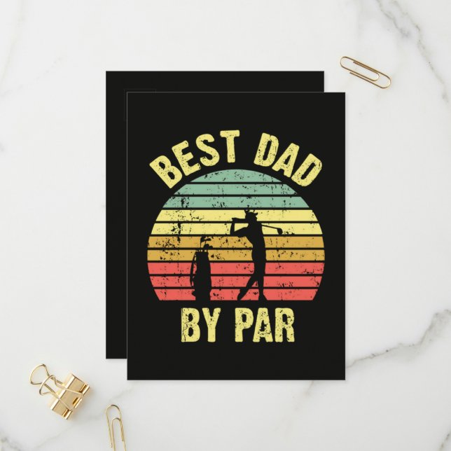 Best Dad By Par Invitation Postcard (Front/Back In Situ)