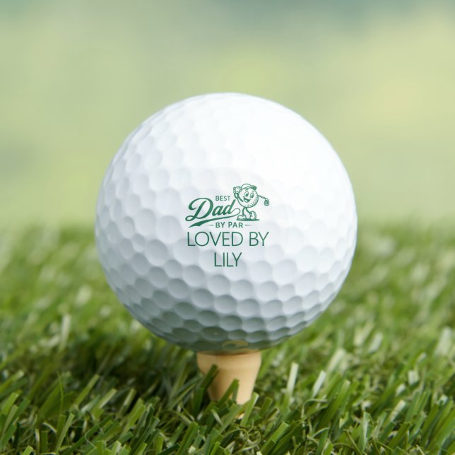 Best Dad by Par Loved By Initial Retro Golfer  Golf Balls (Insitu Tee)