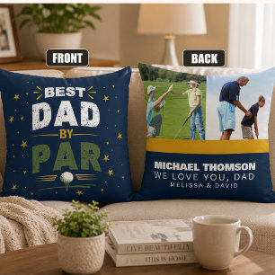 Best Dad By Par Modern Father's Day Gift Photo  Cushion