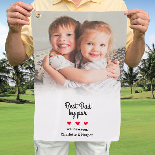 Best Dad By Par Modern Photo Custom Father’s Day Golf Towel