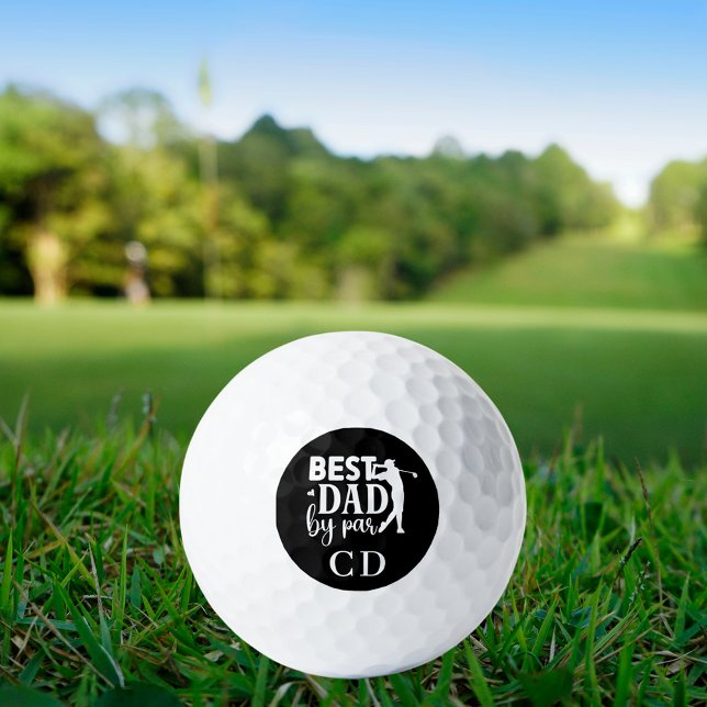 Best Dad by par monogram black white Golf Balls (Creator Uploaded)