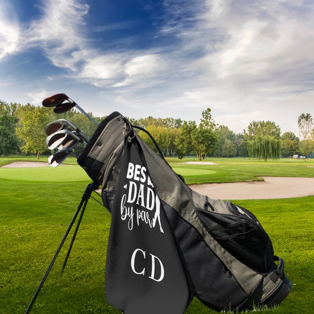 Best Dad by par monogram initials black white Golf Towel (Creator Uploaded)