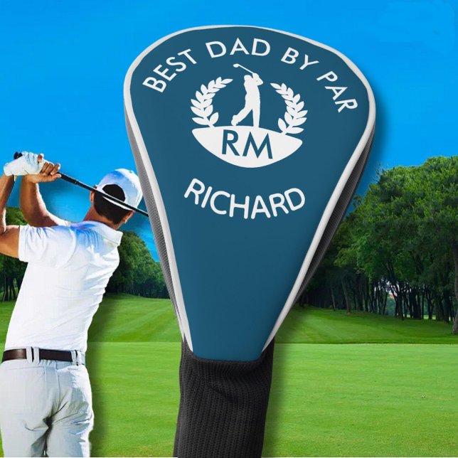 Best Dad by Par Monogram Name Golf Head Cover (Creator Uploaded)