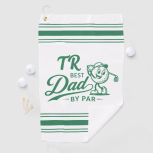 Best Dad by Par Monogrammed Initials Retro Golfer Golf Towel