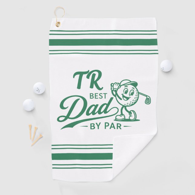 Best Dad by Par Monogrammed Initials Retro Golfer  Golf Towel (InSitu)