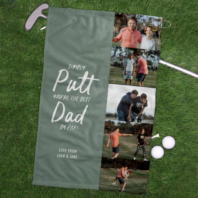 Best Dad By Par multi Photo Golf Fathers Day Golf  Golf Towel (Creator Uploaded)