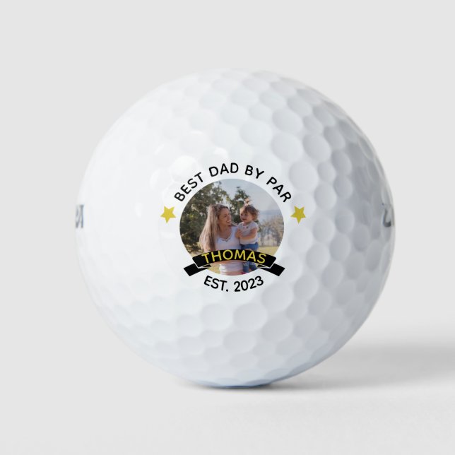 Best Dad By Par New Fathers Day Photo Golf Balls (Front)