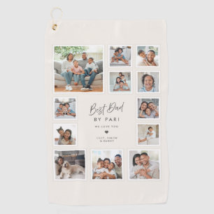 Best Dad By Par Personalised 12 Photo Collage Golf Towel