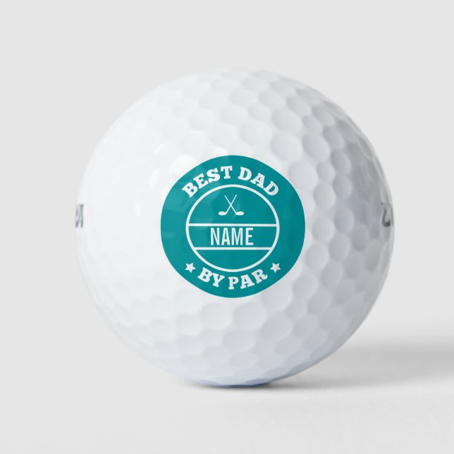 Best Dad By Par Personalised Custom Monogram Funny Golf Balls (Front)