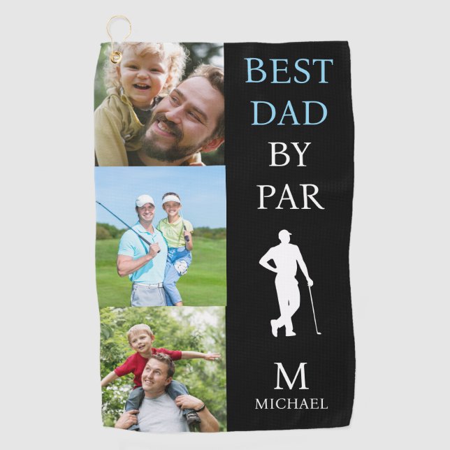 Best Dad by Par Personalised Golf Towel (Front)
