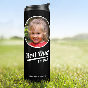 Best Dad By Par Personalised Photo Black Golf Thermal Tumbler