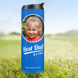 Best Dad By Par Personalised Photo Blue Golf Thermal Tumbler