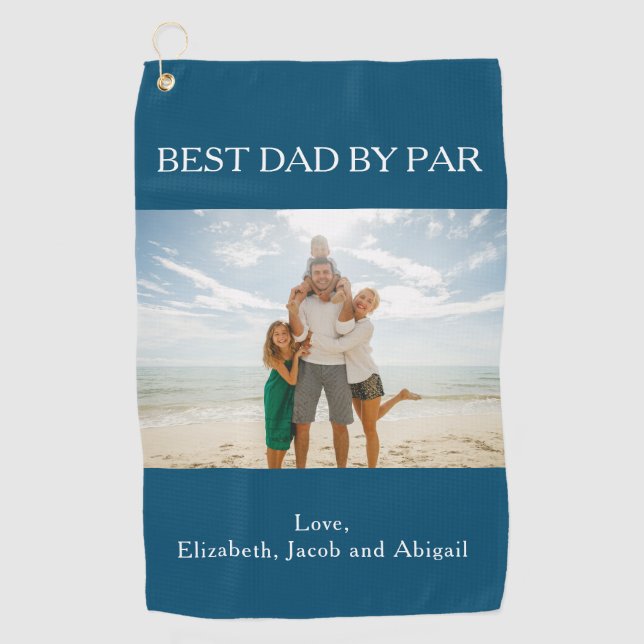 Best Dad By Par Personalised Photo Golf Towel (Front)