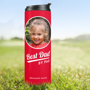 Best Dad By Par Personalised Photo Red Golf Thermal Tumbler
