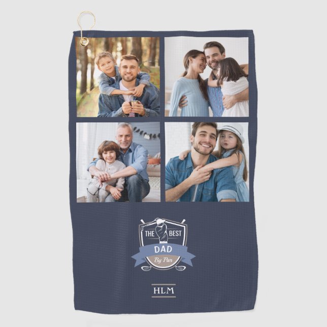 Best Dad By Par Personalised Photos Golf Towel (Front)