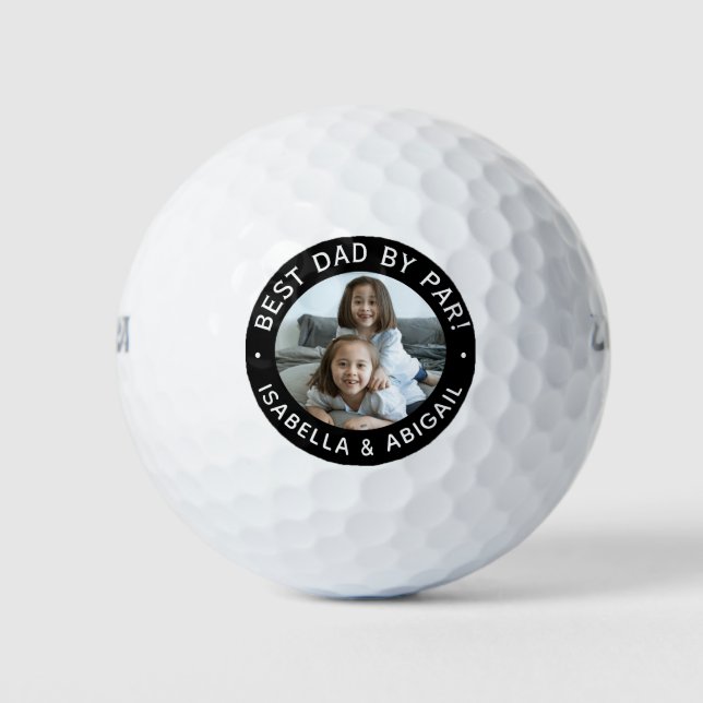 Best Dad By Par Photo Black Golf Balls (Front)