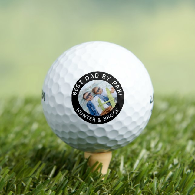 Best Dad By Par Photo Black Golf Balls (Insitu Tee)