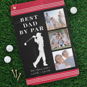 Best Dad by Par Photo Collage Father's Day Gift Golf Towel
