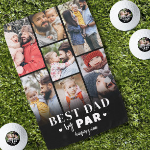 Best Dad By Par Photo Collage Fathers Day Golf Towel